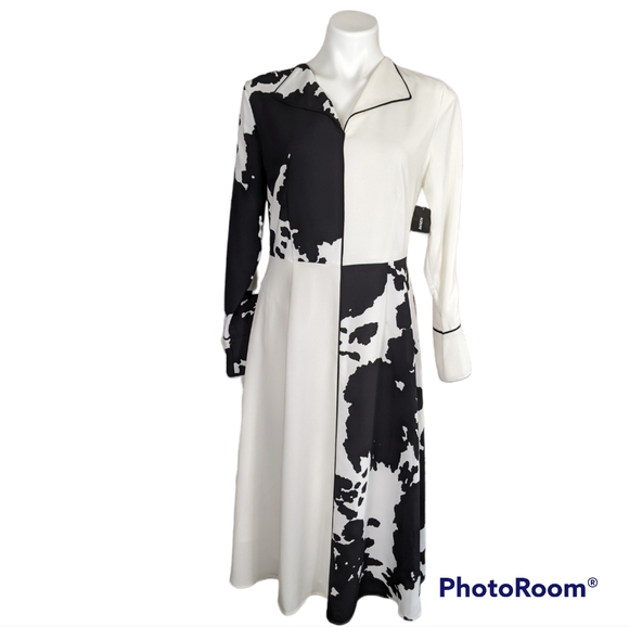 Alfani - Black and white color block cow print dress 6 - Picture 3 of 7